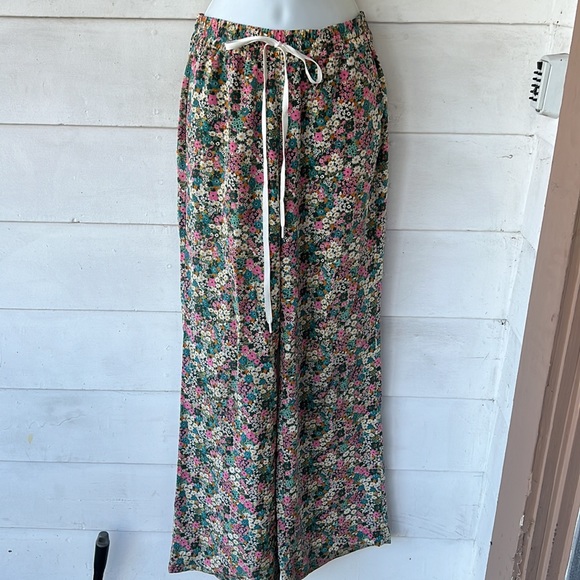 See by Chloe Floral-Print Wide-Leg Mid-Rise Silk-Crepe Trousers, 36/Small - Picture 4 of 10